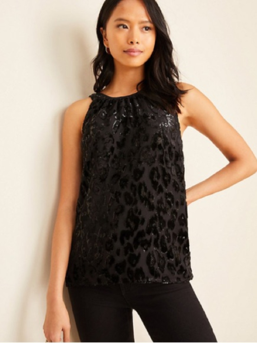 Velvet Spotted Shirred Tank | Ann Taylor - xl - Picture 11 of 11